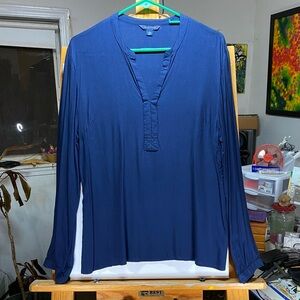 Elegant Blue Long Sleeve Blouse
